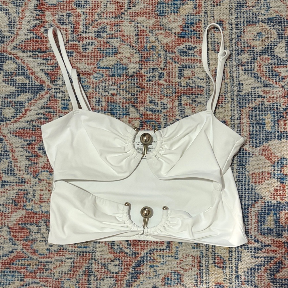 Christopher Esber Orbit Cutout Bikini Top in White SZ US 8 EUC - Picture 3 of 5